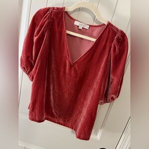 LOFT Terracotta Velvet blouse size M petite